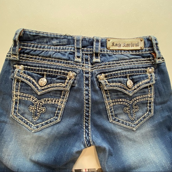 Rock Revival Shelly Boot Western Distressed Jeans - Picture 3 of 16